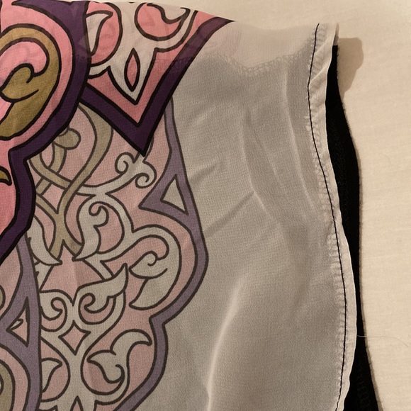 Dots Women’s Size L Top Blouse Pullover Hi-Lo Mixed Media Boho Sheer Front - Picture 6 of 7